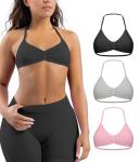 3 Pack Strappy Halter Bras with Removable Cups