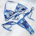 Depotssjoy Sexy Floral Lingerie Set, Blue, S