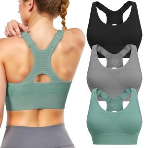High Support Adjustable Sports Bras for Women - 3 Pack