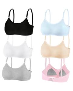 Nubofy Girls’ Wireless Training Bras - 6 Pack