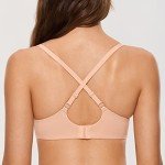 DOBREVA Women's Push Up Bra No Underwire Comfortable Wireless Bras Padded Plunge Blush Beige 36C