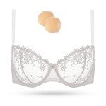 Wingslove Women's Sexy Lace Bra Demi Sheer Mesh Balconette See Through Bralette Unlined Underwire Embroidered (White,34C)