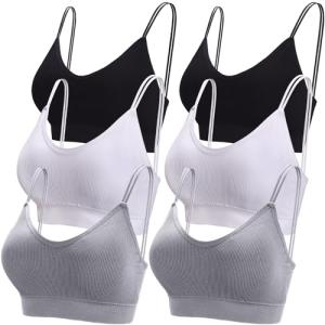 6 Pack Padded V Neck Bralettes for Women
