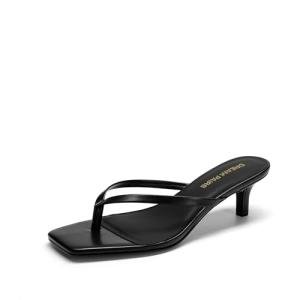 DREAM PAIRS Black Kitten Heels for Summer