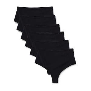 Microfiber High Waisted Thong 6-Pack - Black