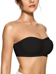 Black Strapless Push-Up Bandeau Bra for Women