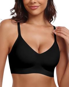 HORISUN Women's Wireless Seamless Black Pullover Bra