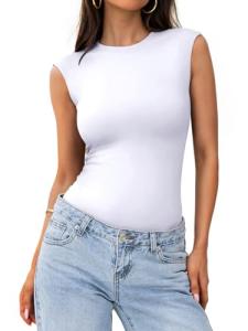 PINKMSTYLE Women's Sleeveless Fitted Thong Bodysuit