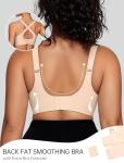 OEAK Womens Wireless Bras V Mesh Comfortable Bralette Supportive Tshirt Bra No Underwire Seamless Push Up Everyday Bras Nude L