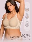 OEAK Womens Wireless Bras Supportive Seamless Full Coverage Bra Push Up Comfortable Bra No Underwire Everyday Tshirt Bras Creamy Beige L