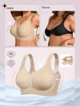 OEAK Womens Wireless Bras Supportive Seamless Full Coverage Bra Push Up Comfortable Bra No Underwire Everyday Tshirt Bras Creamy Beige L