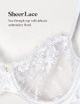 Wingslove Women's Sexy Lace Bra Demi Sheer Mesh Balconette See Through Bralette Unlined Underwire Embroidered (White,34C)