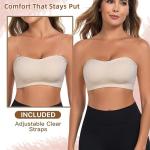 Beige Strapless Silicone Push-Up Bandeau Bra