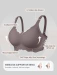 OEAK Women Bras No Underwire Scalloped Push Up Buttery Soft Tshirt Bra Seamless Full Coverage Convertible Everyday Bra Grey,2XL