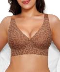 Popilush Wireless Deep V Leopard Print Bras