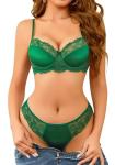 Avidlove Green Floral Lace Bra and Panty Set
