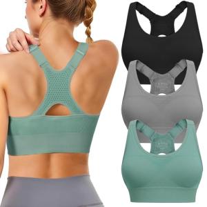High Support Adjustable Sports Bras for Women - 3 Pack