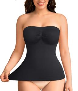 LODAY Black Strapless Shapewear Tank for Women
