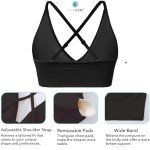 Evercute Women's Sports Bras Adjustable Deep V Neck Bras Wireless Spaghetti Strap Criss Cross Padded Seamless Low Support Sexy Everyday Bras