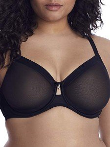 Curvy Couture Women’s Sexy Sheer Mesh Plus Size Full Coverage Bra, Black Hue, 34H