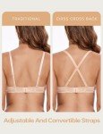 Wingslove Women's Sexy Lace Bra Mesh Balconette See Through Bralette Half Cup Sheer Bras Unlined Underwire Suppport (Nude,38D)