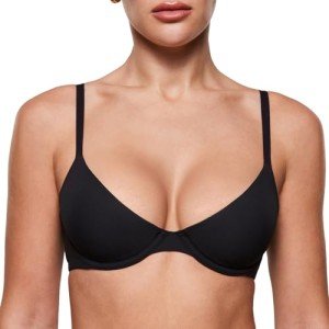 INLYRIC Women's Inbarely Plus Balconette Bra - Lightly Padded Underwire Sexy Tshirt Demi Bras Supportive Black 36C