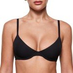 INLYRIC Women's Inbarely Plus Balconette Bra - Lightly Padded Underwire Sexy Tshirt Demi Bras Supportive Black 36C