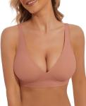 Deep V Sexy Push Up Wireless Bra, Pink