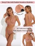 Deep V Sexy Push Up Wireless Bra, Pink
