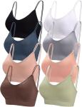 8 Pack V Neck Padded Bralettes for Women
