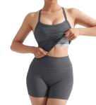 Grey High Waisted Biker Shorts & Tank Set