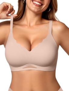 Scalloped Wireless Push-Up Bra for Everyday Comfort