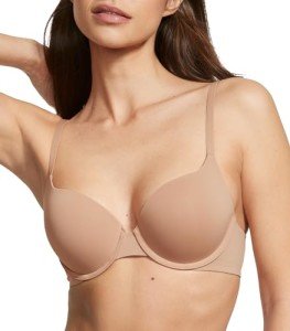 Victoria's Secret Cotton Push Up Perfect Shape T Shirt Bra, Full Coverage, Padded, Smoothing, Bras for Women, Beige (36DD)