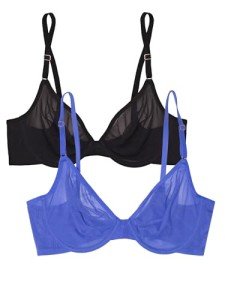 Smart & Sexy Women's Sheer Mesh Demi Underwire Bra, Dazzling Blue/Black Hue, (40) 40D