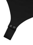 Off the Shoulder Black Thong Bodysuit for Women