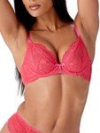 Gossard Women's Superboost Lace Non-Padded Plunge Bra, Red (Rose Red), 34DD