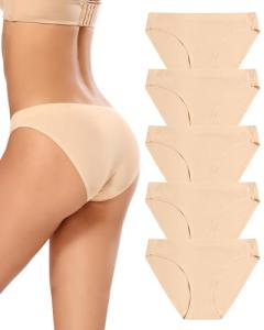 Voenxe Women’s Seamless Bikini Underwear 5-Pack