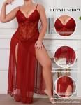Plus Size Sexy Red Mesh Corset Babydoll Nightdress