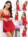 Avidlove Red Christmas Satin Nightgown Babydoll