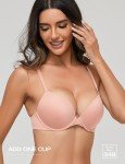 Deyllo Women's Push Up Bra Padded Underwire T-Shirt Smooth Plunge Deep V Lift Up Add One Cup(Light Pink,36A)