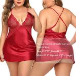 Avidlove Red Christmas Satin Nightgown Babydoll