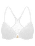 Deyllo Women's Front Closure Bras Lace Racerback Padded Push Up Bra Underwire Plunge(White,36C)