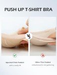Upushall Padded Push Up Bras for Women V Neck T-Shirt Lace Brassiere with Underwire Support Uplift Bra Add Cup Size Nude 38C