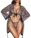 RSLOVE Sexy 3-Piece Lingerie Set with Lace Robe