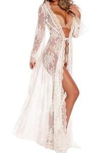 Women's Sheer Lace Kimono Robe Lingerie