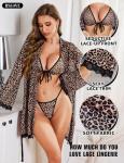 RSLOVE Sexy 3-Piece Lingerie Set with Lace Robe