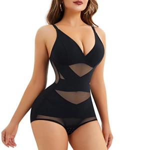 V Neck Shapewear Bra Bodysuit with Tummy Control