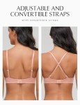 Deyllo Women's Push Up Bra Padded Underwire T-Shirt Smooth Plunge Deep V Lift Up Add One Cup(Light Pink,36A)