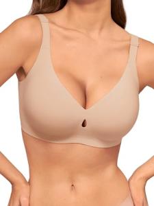 No Underwire Wireless Push-Up Bra - Caramel