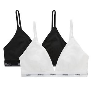 Hanes Women's Triangle Bralette 2-Pack, White/Black